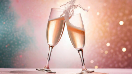 Nowy rok, kieliszki z szampanem. Generative AI - obrazy, fototapety, plakaty