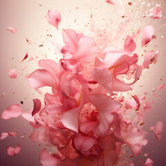 Fondo con detalle y textura de explosion de petalos de flor de tonos rosados