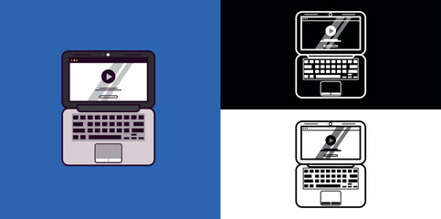 Claasic laptop flat style. Perfect for technology store, technology developer, technology review blog or vlog chanel, technology fans or community, etc.