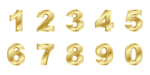 number collection with gold style. stock vector