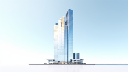 rendering of a modern skyscraper isolated on white AI generated illustration