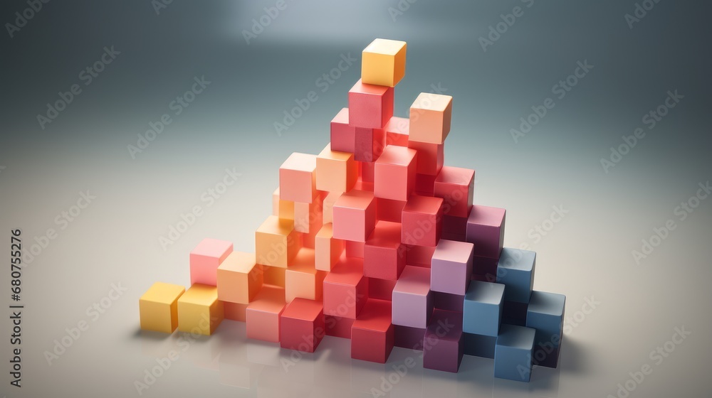 Poster column of blocks representing a multi-tier business hierarchy ai generated illustration