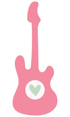Pink electric bass guitar isolated white background.