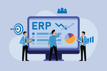 Team of business people meeting about enterprise resource planning