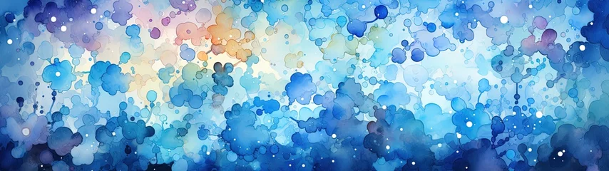 Foto auf Acrylglas Dreamy Watercolor Abstract Digital Art with Gradient Blue Tones © Unitify