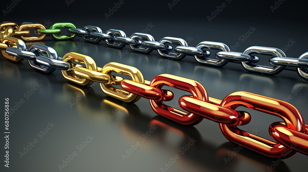 Aufkleber picture of a chain with each link as a different business element - ai generated illustration