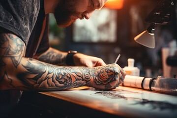 Creating tattoo vackground - obrazy, fototapety, plakaty