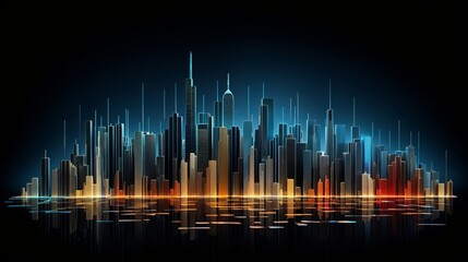 city skyline made from financial graphs and charts AI generated illustration