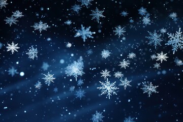 Fototapeta na wymiar snowflakes falling against a night sky lit up with stars AI generated illustration