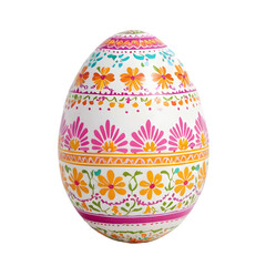 Handcrafted Easter Egg with Elaborate Floral and Geometric Designs, Traditional Celebration Ornament with Transparent Background, Symbol of Springtime Festivities