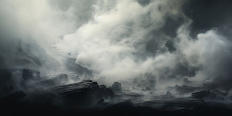 Obraz premium Scene enveloped in a mist of white smoke