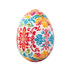 Fototapeta premium Handcrafted Easter Egg with Elaborate Floral and Geometric Designs, Traditional Celebration Ornament with Transparent Background, Symbol of Springtime Festivities