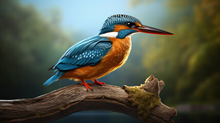 Obraz premium Kingfisher Alcedo Atthis Isolated on Natural Background, Generative ai