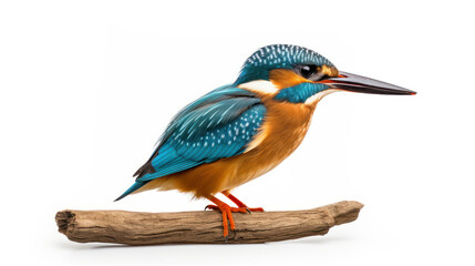 Fototapeta premium Kingfisher Alcedo Isolated on White Background, Generative ai