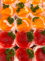 close up sweet fruit cake in the shop