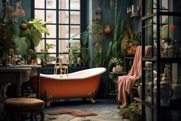 Eclectic  style bathroom interior 