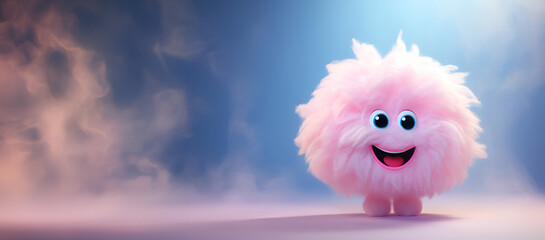 Cheerful pinky candy floss character. - obrazy, fototapety, plakaty