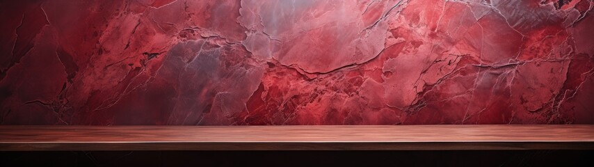 Elegant Wooden Structure Against Red-Marble Textured Wall