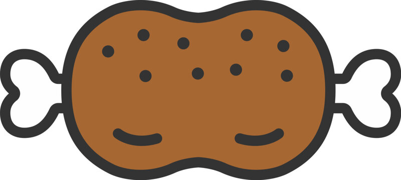 recommend clip art: 骨付き肉のアイコン（線画カラー）のイラスト