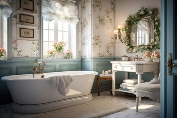 English country style bathroom interior 