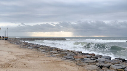 The sea rises to the seafront of Furadouro in Ovar