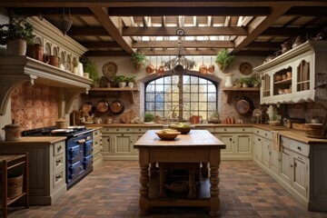 English country style kitchen interior - obrazy, fototapety, plakaty