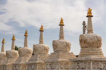 Fototapeta na wymiar Eight Merits stupas in Da Zhao or Wuliang Temple, Hohhot, Inner Mongolia, China