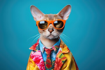 Funny cat wearing colorful clothes