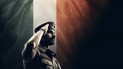 Indian soldier saluting w - Powered by Adobe