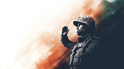 Indian soldier saluting  - Powered by Adobe