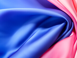 abstract blue background with red silk fabric and blue.