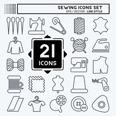 Icon Set Sewing. suitable for education symbol. line style. simple design editable. design template vector. simple illustration
