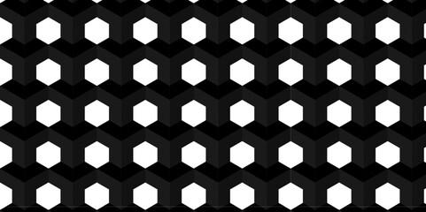 Abstract geometric black block cube structure mosaic and tile square background. Seamless geometric pattern abstract background. abstract cubes geometric dark black color backdrop hexagon technology. - obrazy, fototapety, plakaty
