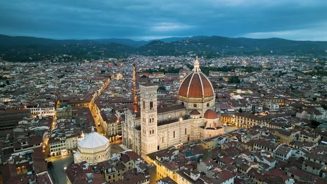 4k Aerial view of Florence, capital of Italy&rsquo;s Tuscany region, Duomo Cathedral of Santa Maria del Fiore