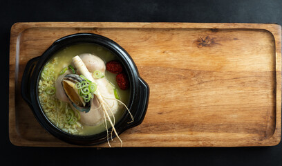 samgyetang, chicken soup with ginseng