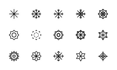 雪のアイコンセット/雪片/冬/結晶/氷/降雪/イラスト/ベクター
