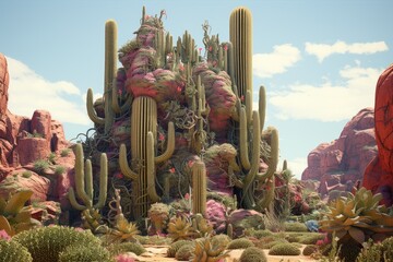 Huge cactus background - obrazy, fototapety, plakaty