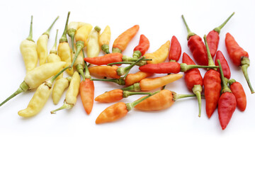 Fresh chili peppers on white background