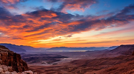 Fototapeta na wymiar Panorama of the sunrise from above