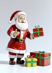 3D Toy Of Santa Claus Giving Gifts To Children At A Hospital On A White Background.