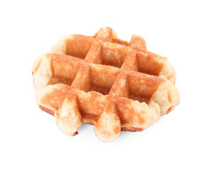 One delicious Belgian waffle isolated on white