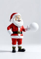 3D Toy Of Santa Claus Organizing A Snowball Fight Championship On A White Background.