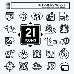 Icon Set Fintech. suitable for education symbol. line style. simple design editable. design template vector. simple illustration