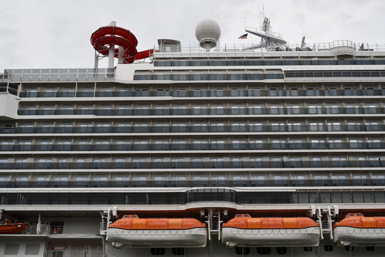 Carnival cruise ship Panorama, right side of ship.