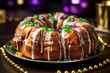 Fototapeta na wymiar King Cake Monkey Bread.Mardi Gras food 