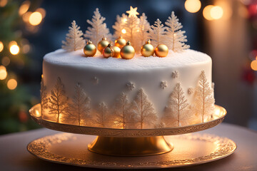 christmas cake with candle