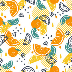 Tropical Refreshing Juicy Citrus Zest Vector Pattern
