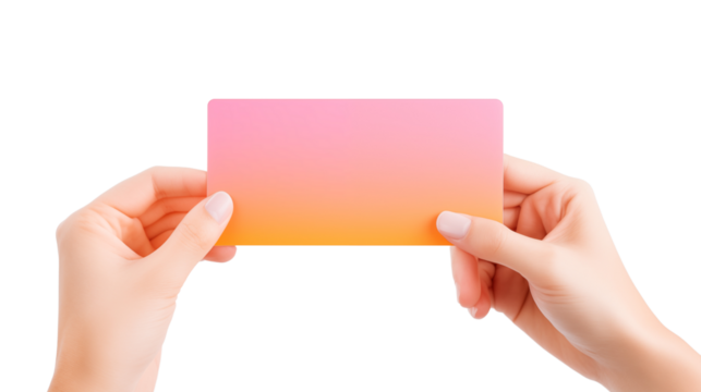 Two hands delicately hold blank cards, offering versatile possibilities for messages, branding, and creative designs. Ideal for invitations, announcements, or personalized communication concepts. - Powered by Adobe