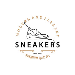 Shoe Logo, Minimalist Line Style Sneaker Shoe Design Simple Fashion Product Brand