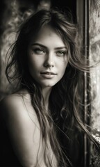 Fototapeta premium portrait of a woman in black and white 